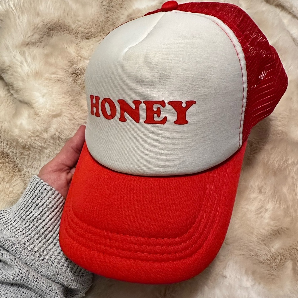 Red and White 'Honey' Trucker Hat